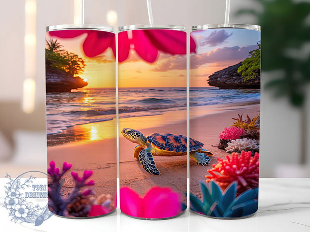 Ocean Sea Turtle Tumbler, Ocean Turtle Design, 20Oz Sublimation, Marine Life Printable, Beach Turtle Art, Coastal Tumbler Wrap, Sea Life Pattern Sublimation ToriDesigns 