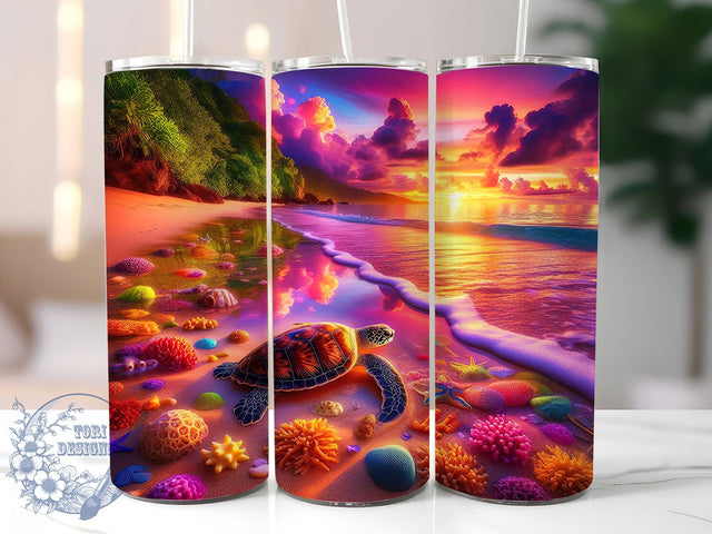 Ocean Sea Turtle Tumbler, Ocean Turtle Design, 20Oz Sublimation, Marine Life Printable, Beach Turtle Art, Coastal Tumbler Wrap, Sea Life Pattern Sublimation ToriDesigns 
