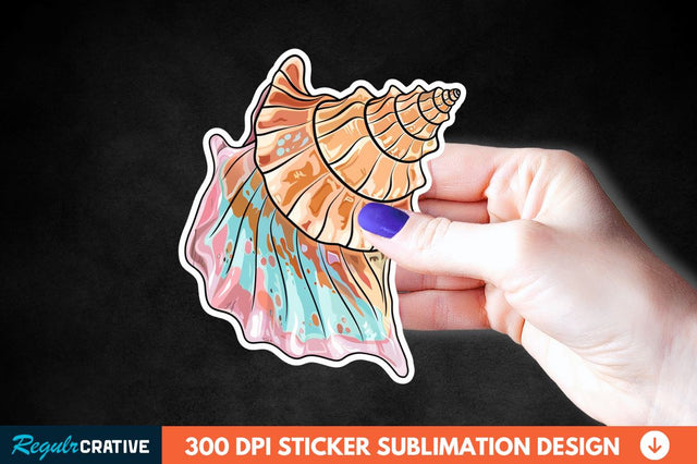 Ocean Seashell Sticker Clipart Sublimation Regulrcrative 