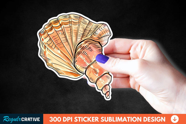 Ocean Seashell Sticker Clipart Sublimation Regulrcrative 