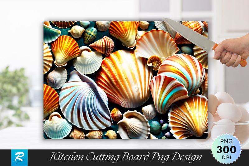 Ocean Seashells Background Cutting Board Sublimation Regulrcrative 