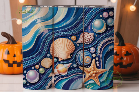 Ocean Shell Pearl Mosaic 20oz Tumbler Sublimation PixelChick 