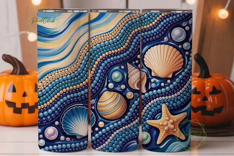 Ocean Shell Pearl Mosaic 20oz Tumbler Sublimation PixelChick 