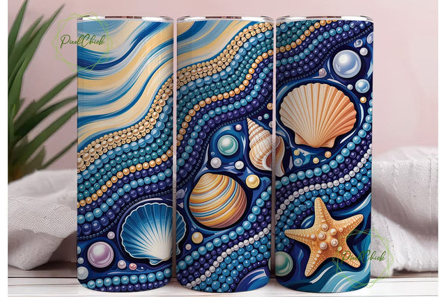 Ocean Shell Pearl Mosaic 20oz Tumbler Sublimation PixelChick 