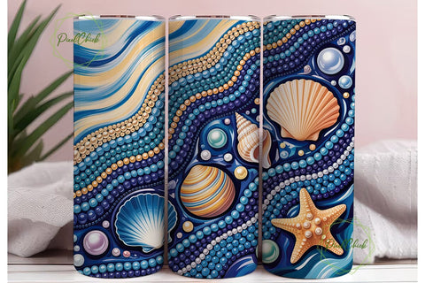 Ocean Shell Pearl Mosaic 20oz Tumbler Sublimation PixelChick 