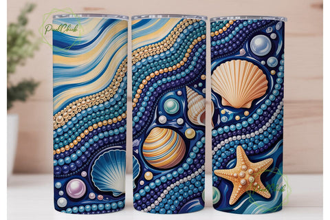 Ocean Shell Pearl Mosaic 20oz Tumbler Sublimation PixelChick 