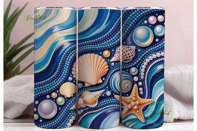 Ocean Shell Pearl Mosaic 20oz Tumbler Sublimation PixelChick 
