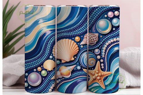 Ocean Shell Pearl Mosaic 20oz Tumbler Sublimation PixelChick 