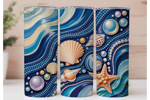 Ocean Shell Pearl Mosaic 20oz Tumbler Sublimation PixelChick 