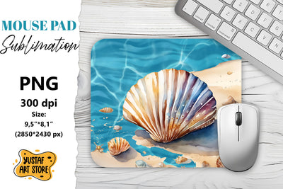 Ocean shells mouse pad sublimation. Summer mouse pad Sublimation Yustaf Art Store 