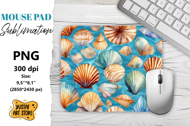 Ocean shells mouse pad sublimation. Summer mouse pad Sublimation Yustaf Art Store 