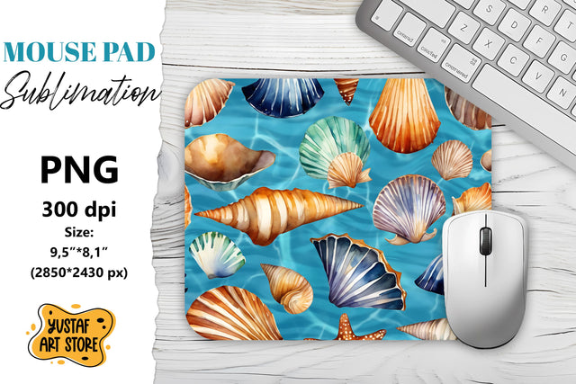 Ocean shells mouse pad sublimation. Summer mouse pad Sublimation Yustaf Art Store 