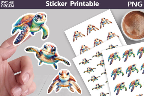 Ocean Sticker Printable | Sea Animals Sticker Sublimation WatercolorColorDream 