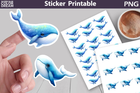 Ocean Sticker Printable | Sea Animals Sticker Sublimation WatercolorColorDream 
