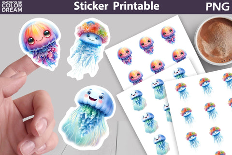 Ocean Sticker Printable | Sea Animals Sticker Sublimation WatercolorColorDream 