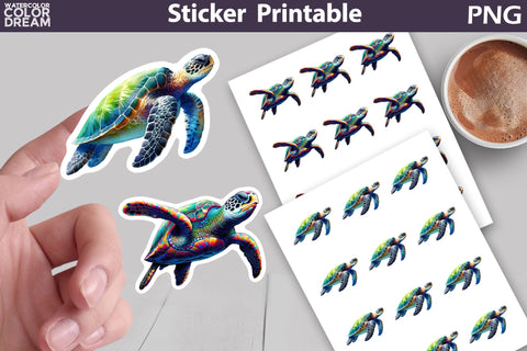 Ocean Sticker Printable | Sea Animals Sticker Sublimation WatercolorColorDream 