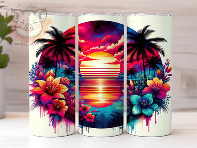 Ocean Sunset 20 oz Skinny Tumbler Sublimation Design, Straight & Tapered Tumbler Png, Beach Sunset Tumbler Png, Digital Download PNG Sublimation Lara' s Designs 