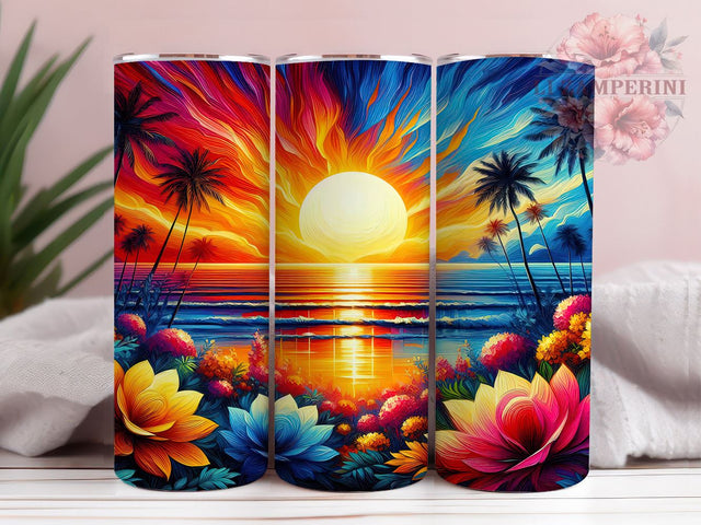 Ocean Sunset 20oz Tumbler Wrap PNG, Beach Sunset Tumbler PNG Sublimation Design, Straight & Tapered Tumbler Wrap, Instant Digital Download Sublimation Li Zamperini 