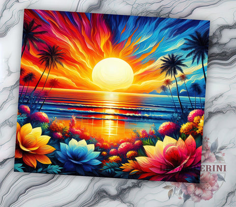 Ocean Sunset 20oz Tumbler Wrap PNG, Beach Sunset Tumbler PNG Sublimation Design, Straight & Tapered Tumbler Wrap, Instant Digital Download Sublimation Li Zamperini 