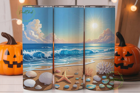 Ocean Sunset Beach 20oz Tumbler Wrap Sublimation PixelChick 