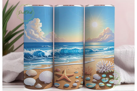Ocean Sunset Beach 20oz Tumbler Wrap Sublimation PixelChick 
