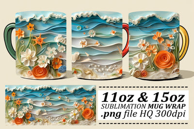 Ocean Sunset Mug Sublimation Design Sublimation afrosvg 