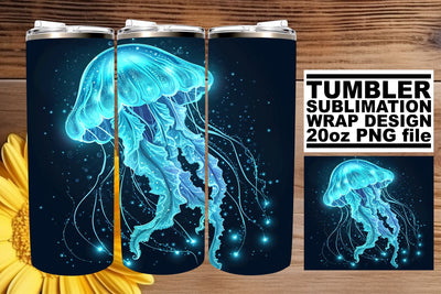 Ocean Sunset Tumbler Wrap, Sublimation Design, 20oz, Vibrant Sea Creatures, Coastal Watercolor Sublimation afrosvg 