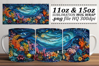 Ocean Symphony Mug Sublimation Design Sublimation afrosvg 