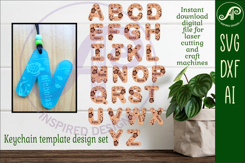 Ocean theme tag letter designs keychain DIGITAL SVG SVG APInspireddesigns 