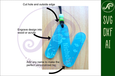 Ocean theme tag letter designs keychain DIGITAL SVG SVG APInspireddesigns 