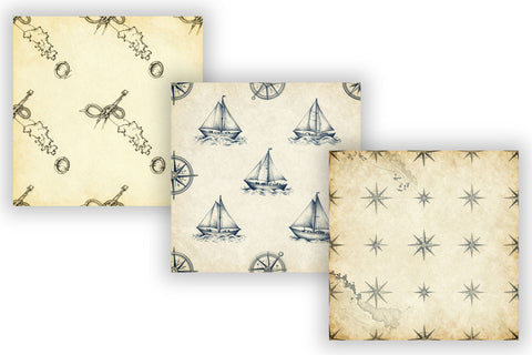 Ocean Voyage Digital Paper Pack, Sailing Adventure Seamless Patterns, Sea Charts, Ships & Maritime Printable Crafts Digital Pattern FloridPrintables 