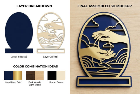 Ocean Wave Arch Frame – Laser Cut Wooden Coastal Wall Art Design SVG Regulrcrative 