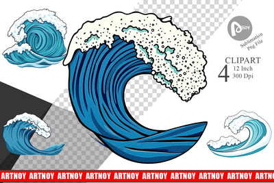 Ocean Wave Clipart Sublimation artnoy 