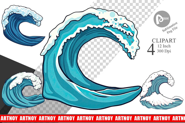 Ocean Wave Clipart Sublimation artnoy 