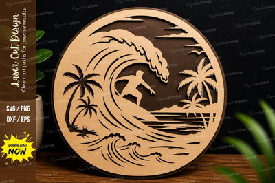 Ocean Wave Surf Art laser cut svg File SVG Regulrcrative 