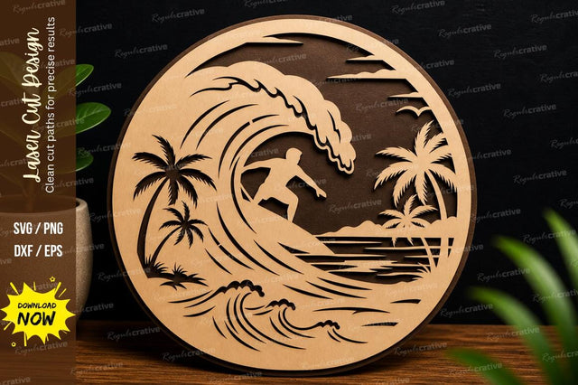 Ocean Wave Surf Art laser cut svg File SVG Regulrcrative 