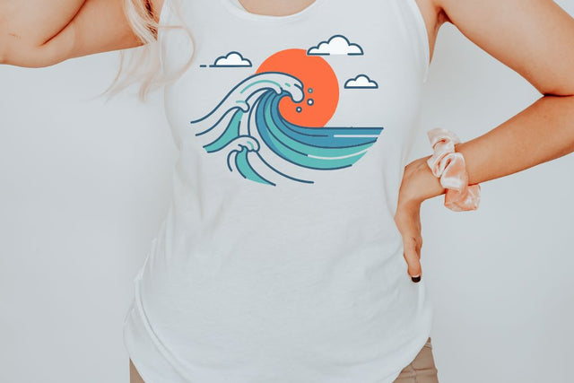 Ocean Wave SVG | Sunset Beach Wave Design | Summer Surf Cut File | Cricut Silhouette Ready SVG So Fontsy VIP Design Shop 