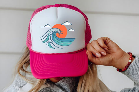 Ocean Wave SVG | Sunset Beach Wave Design | Summer Surf Cut File | Cricut Silhouette Ready SVG So Fontsy VIP Design Shop 