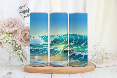 Ocean Waves 20oz Tumbler Wrap Sublimation sassyprint 