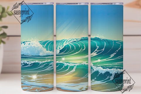 Ocean Waves 20oz Tumbler Wrap Sublimation sassyprint 