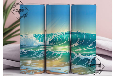 Ocean Waves 20oz Tumbler Wrap Sublimation sassyprint 