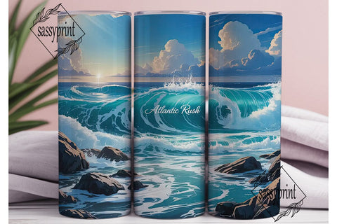 Ocean Waves 20oz Tumbler Wrap Sublimation sassyprint 