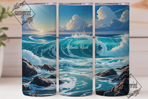 Ocean Waves 20oz Tumbler Wrap Sublimation sassyprint 