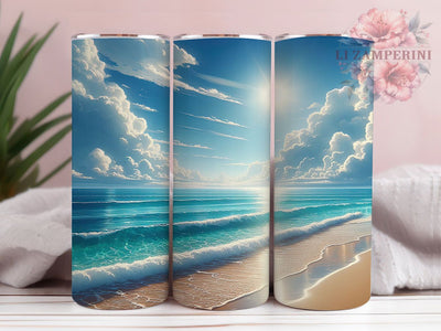Ocean Waves Beach 20oz Tumbler Wrap, Ocean Waves Mug, Coastal Vibes Cup, Tropical Sea Design, Relaxing Beach Scene, Summer Vacation Gift, Sublimation Tumbler Wrap Sublimation Li Zamperini 