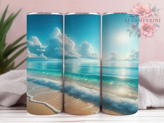 Ocean Waves Beach 20oz Tumbler Wrap, Ocean Waves Mug, Coastal Vibes Cup, Tropical Sea Design, Relaxing Beach Scene, Summer Vacation Gift, Sublimation Tumbler Wrap Sublimation Li Zamperini 