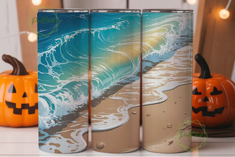 Ocean Waves Beach 20oz Tumbler Wrap Sublimation PixelChick 