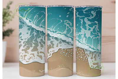 Ocean Waves Beach 20oz Tumbler Wrap Sublimation PixelChick 
