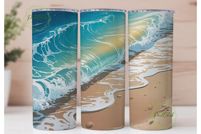 Ocean Waves Beach 20oz Tumbler Wrap Sublimation PixelChick 