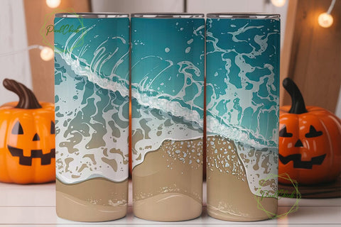 Ocean Waves Beach 20oz Tumbler Wrap Sublimation PixelChick 