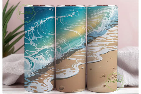Ocean Waves Beach 20oz Tumbler Wrap Sublimation PixelChick 